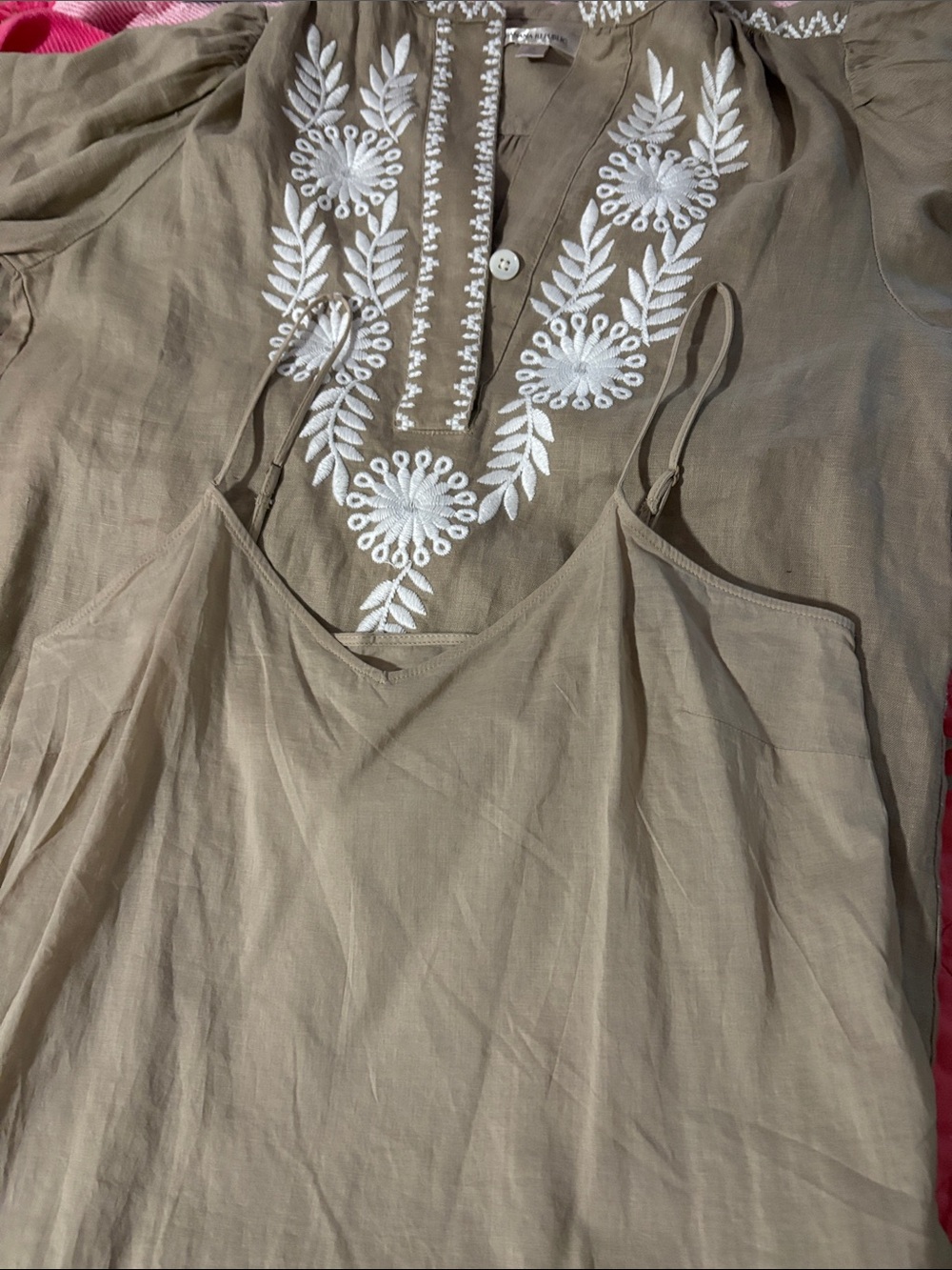 Banana Republic Tan dress NWOT with White Embroidery - Picture 5 of 5